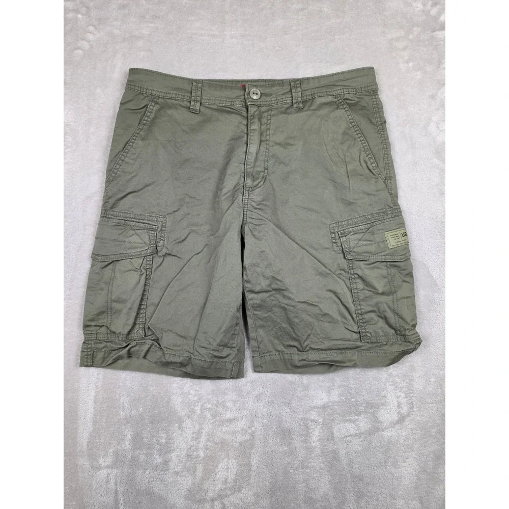 Unionbay Cargo Shorts Mens 34 Green Cotton Blend Multi Pocket Casual Outdoor